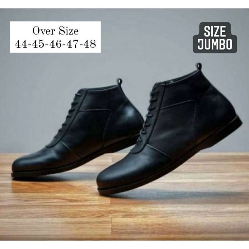 Sepatu Semi Formal Pria Big Size 44-45-46-47-48 Low Boot Kerja Bahan Kulit Size JUMBO Kaki Bule Luar Negri Hitam Tan, 47