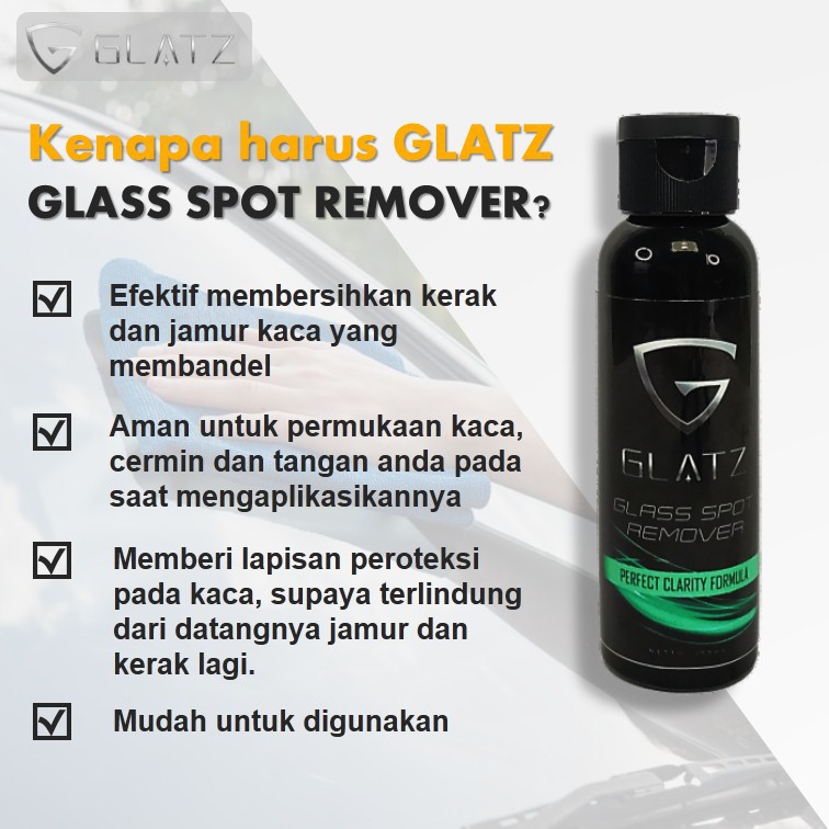 Pembersih Jamur Kaca Mobil Glass Spot Remover GLATZ Pengkilap Penghilang Kerak Kaca Aman Kinclong-3