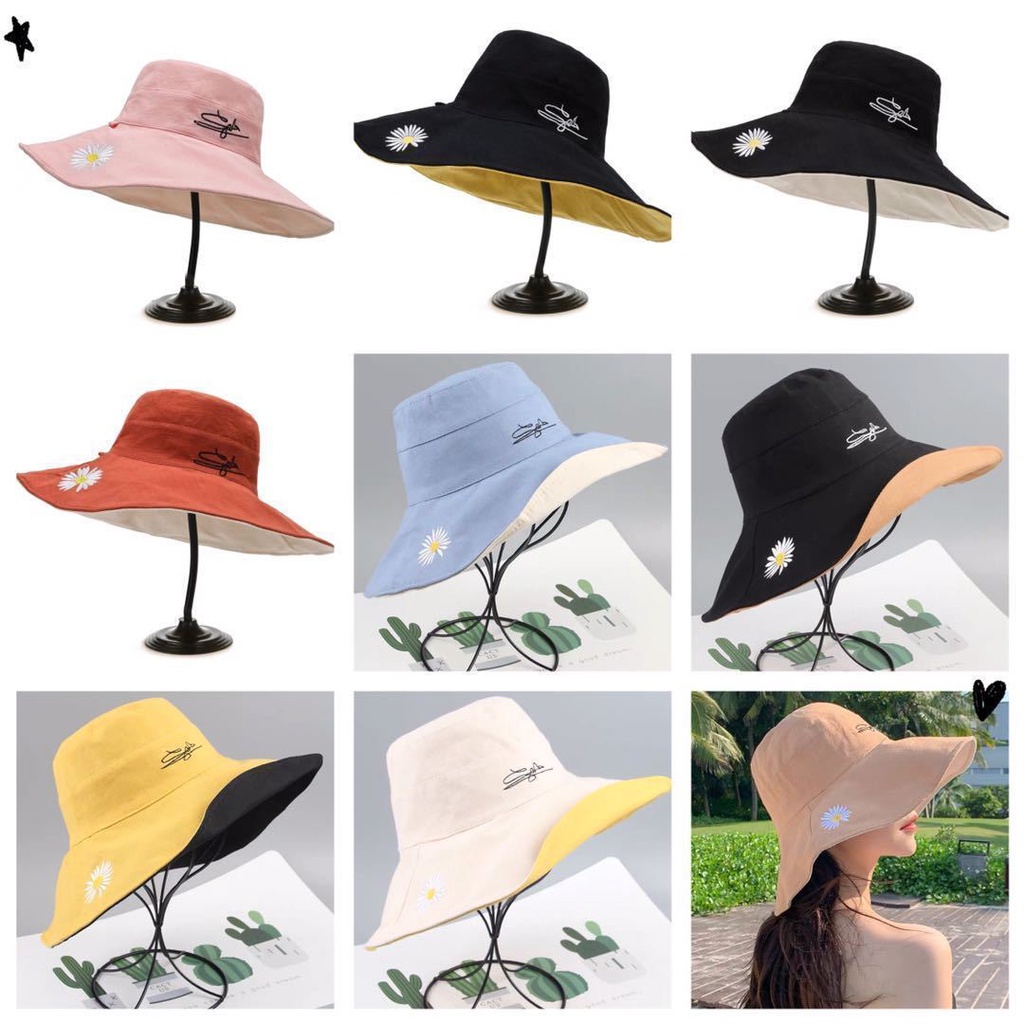 Topi wanita Bucket Hat double sided tebal premium mode in korea pabrik resmi