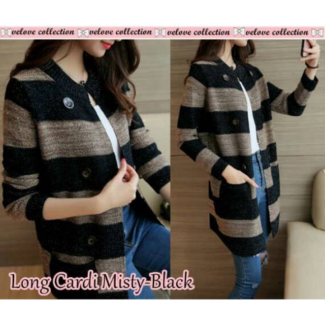 Long Cardi misty Baytery tebal pocket