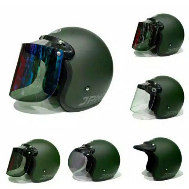 Helm Jpn Retro Hijau Army Dop