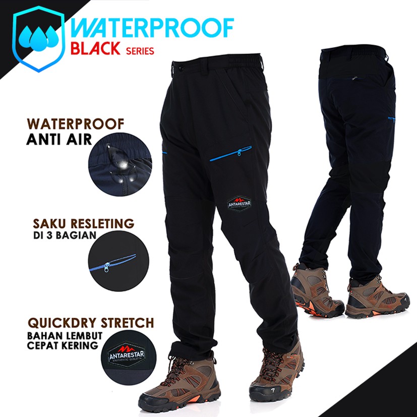  CELANA  GUNUNG  WATERPROOF PANJANG POLOS HITAM CELANA  