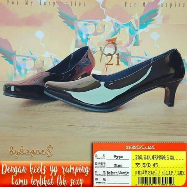 P21 Sepatu PDH Wanita Hak Gepeng