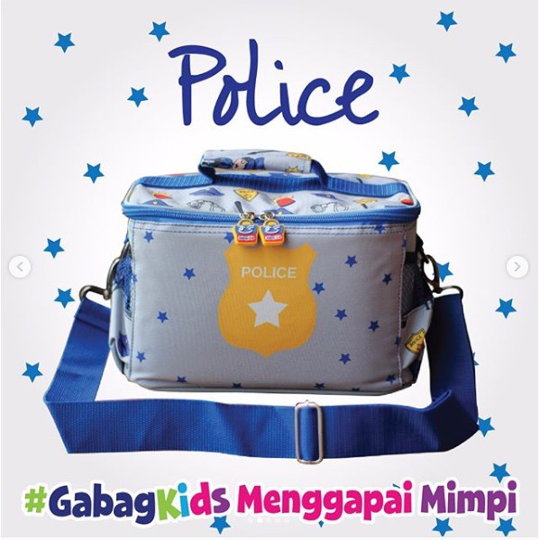 Gabag Kids Thermal Lunch Box - Police Biru (tas Bekal Anak)