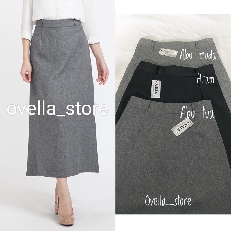 ROK KANTOR/ROK KERJA WANITA MODEL A LINE/BAHAN SEMI WOLL/SIZE S-XL