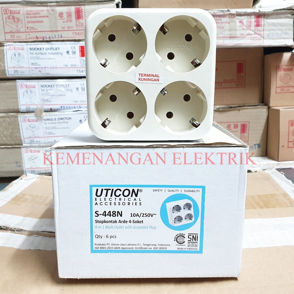 STOP KONTAK UTICON S448N ARDE 4 LUBANG - 4 SOKET 4 IN 1 S-448N / COLOKAN LISTRIK 4in1 4 SOCKET