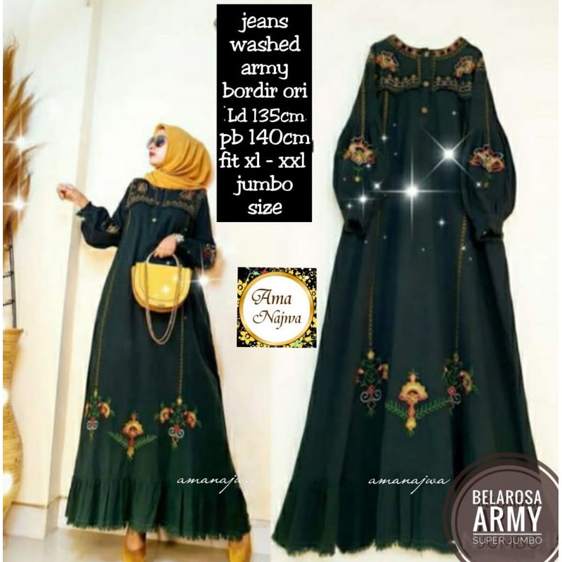 gamis jeans ld135 pb140 BELAROSA ARMY