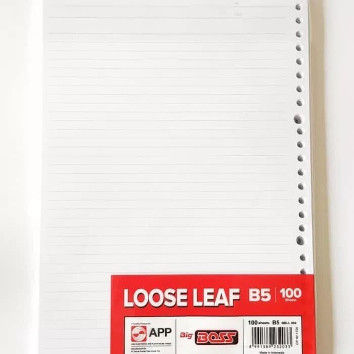 

Loose Leaf B5 100 garis /pack
