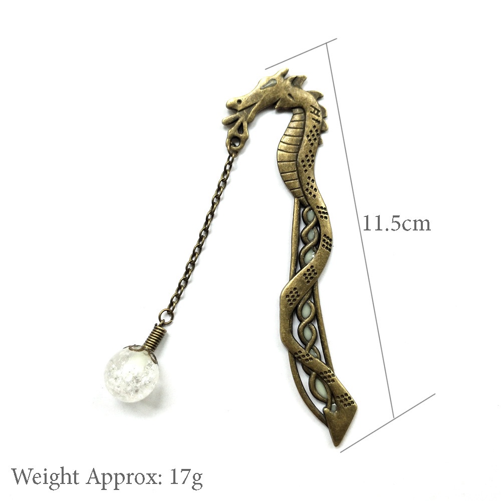 Bookmark / Pembatas Buku Desain Naga Retro Luminous Fluorescent Bahan Metal