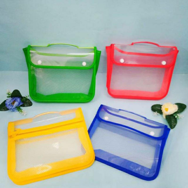 

Tas Kantong Pouch Organizer File Map Mika Transparan Kancing Unik Simple Praktis Serbaguna