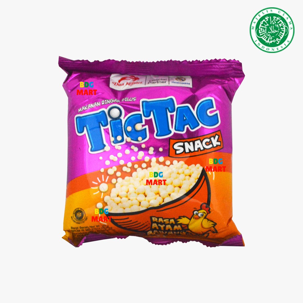 

Tic Tac Snack Ayam Bawang Pilus Rasa Chicken Onion Halal MUI - 20gr