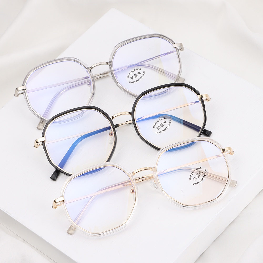 Kacamata Myopia Anti Blue Light Bingkai Besar Bahan Metal Gaya Retro Untuk Pria Dan Wanita