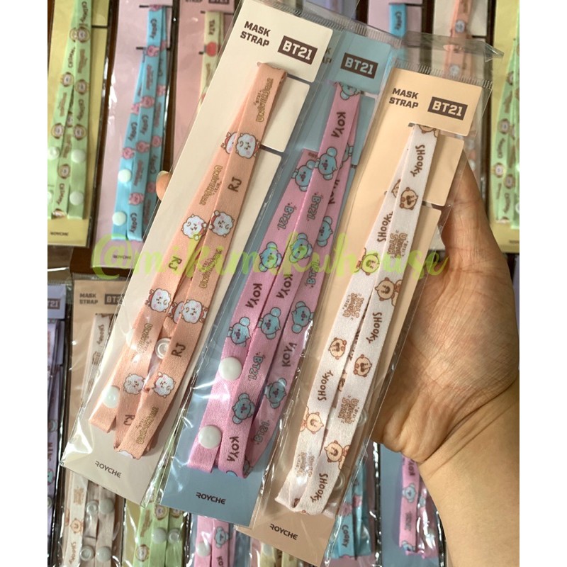 OFFICIAL SET BT21 BABY MASK STRAP NECKLACE BAND MASK STRAP BT21 KALUNG MASKER TALI AKSESORIS KOREA L