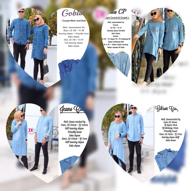 COD COUPLE ATASAN JEANS TUNIK DAN KEMEJA DENIM POLOS - BAJU KEMBAR COUPLE PASANGAN