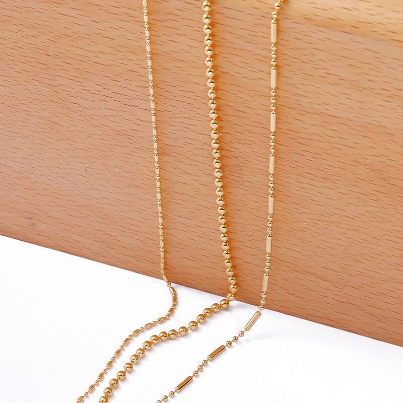 1Meter 18K Gold Plated Round Bead Chains Bulk For DIY Jewelry Findings Making Materials Handmade Supplies