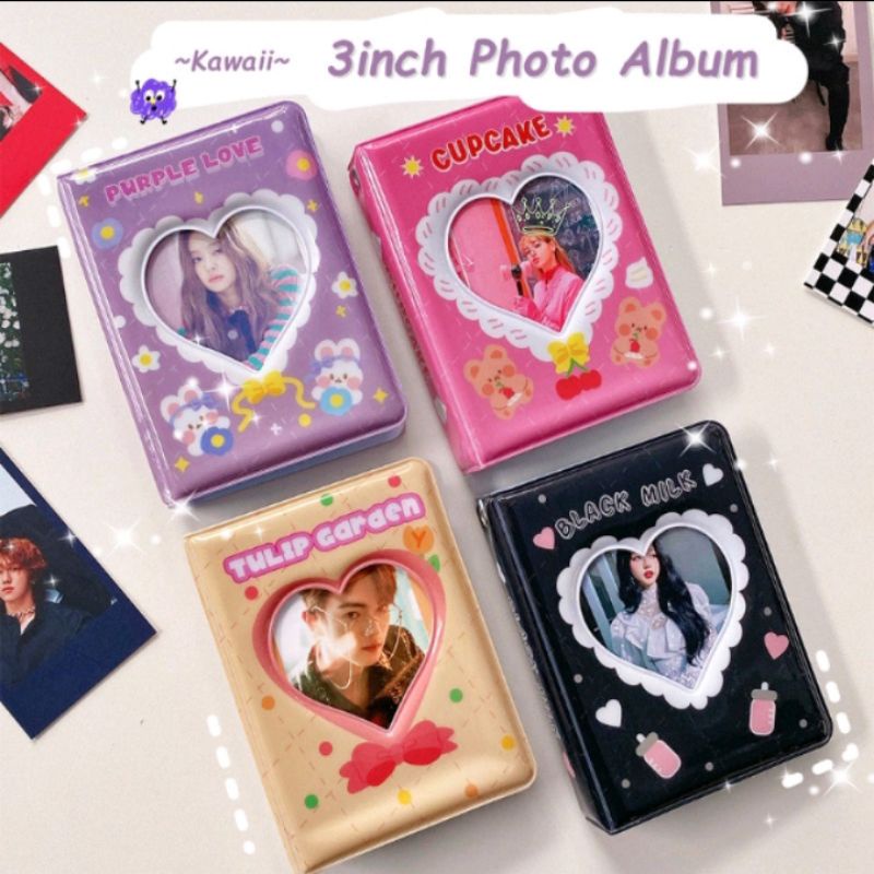 0Korean 3 inch Mini Photo Album Lovely Rabbit Heart Storage Card Bag Polaroid Photocard Collect Book