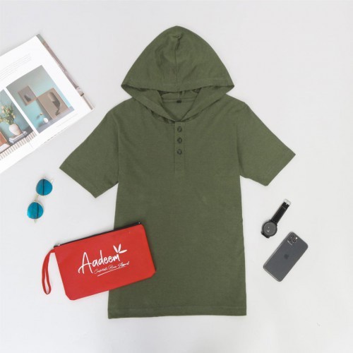 Kaos Pria Henley Hoodie - Aadeem