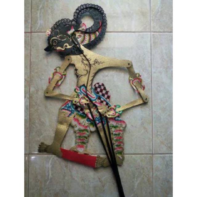 (BISA COD)  KERAJINAN MINIATUR WAYANG KULIT RADEN WERKUDARA BIMA UKURAN BESAR 65 x 35 cm DEKORASI