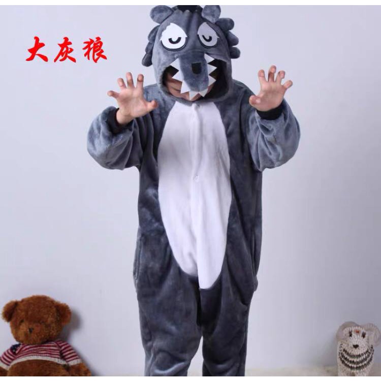 KOSTUM ONESIE SERIGALA WOLF PIYAMA COSPLAY ANAK BAJU TIDUR IMPOR KIGURUMI