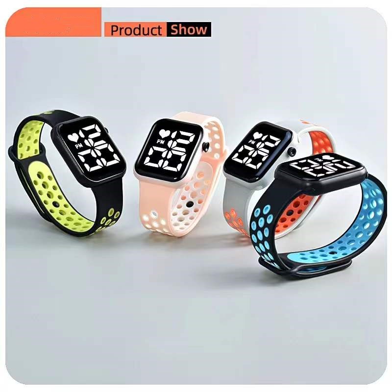 Jam Tangan Digital IP67 Tahan Air Led Rubber touch screen Fashion Pria Wanita Anak Watches