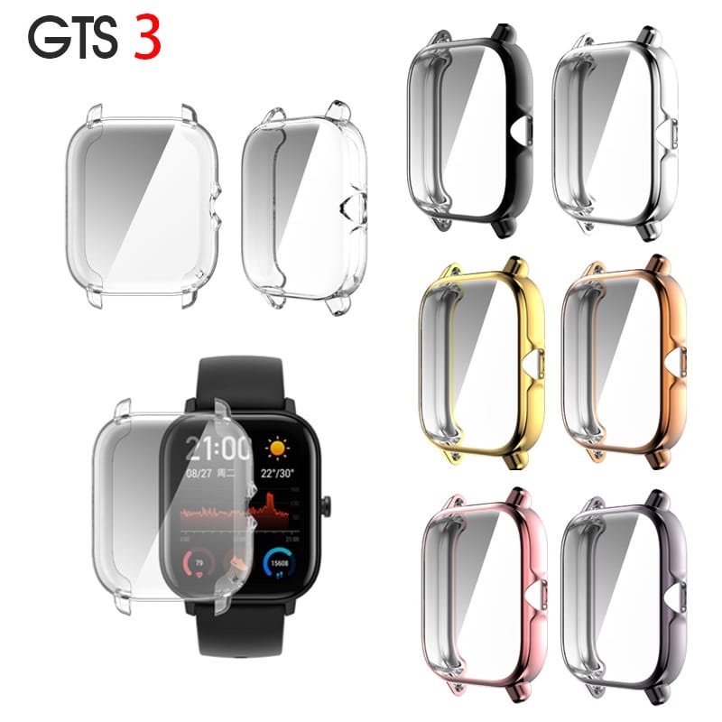 Rubber Case Soft Tpu Bumper Cover Screen Protector Amazfit GTS 3Rubber Case Soft Tpu Bumper Cover Sc