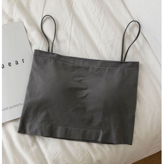 •OKEY BELI•BR513 Tanktop Bra With Cup Tank top Basic Wanita Square spaghetti Crop top COD-ABU ABU