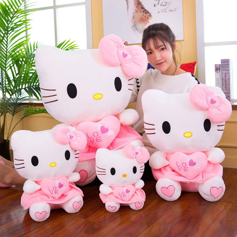 Kawaii Mainan Kucing Indah Isi Bantal Hello Kitty Hati Bantal Boneka Anak Hadiah