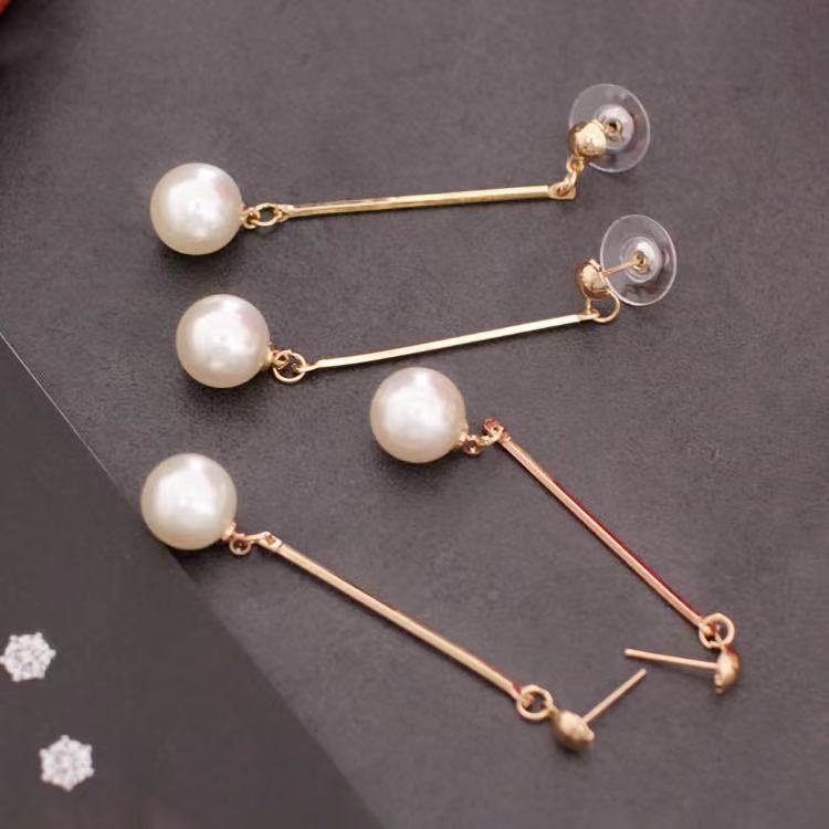 (Hello Girl)E11 Anting Mutiara Fashion Wanita Mutiara Putih Kecil Panjang Stud Earrings Import-2