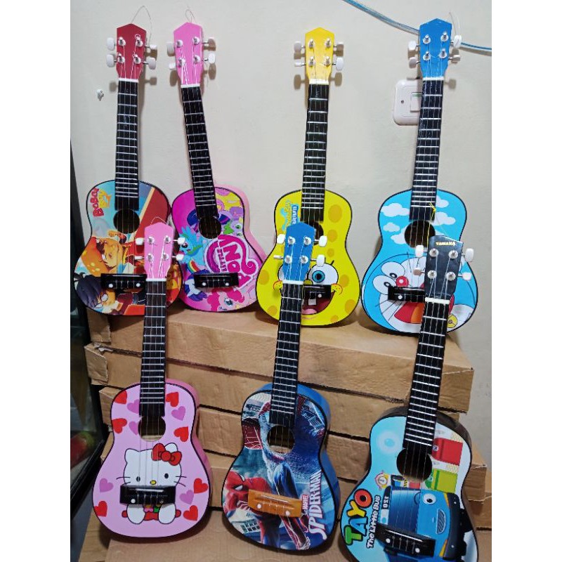 Gambar helokity/ukulele kado hadiah/ukulele murah/kecrung motip gambar senar 4