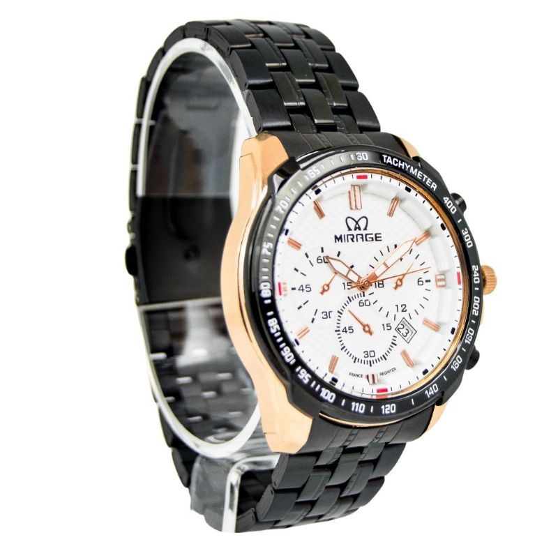 MIRAGE SPORT BLACK ROSGOLD ORIGINAL JAM TANGAN PRIA mirage Garansi 1 tahun Tahan Air  8535M Hitam pH