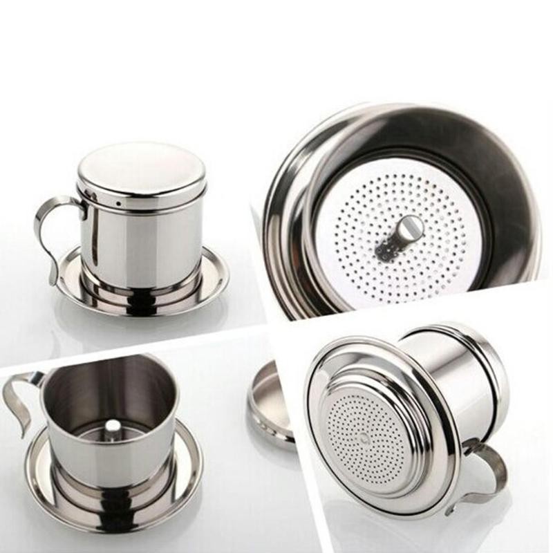 One Two Cups Filter Saring Kopi Vietnamese Coffee Pot Stainless - LC2 - SIlver