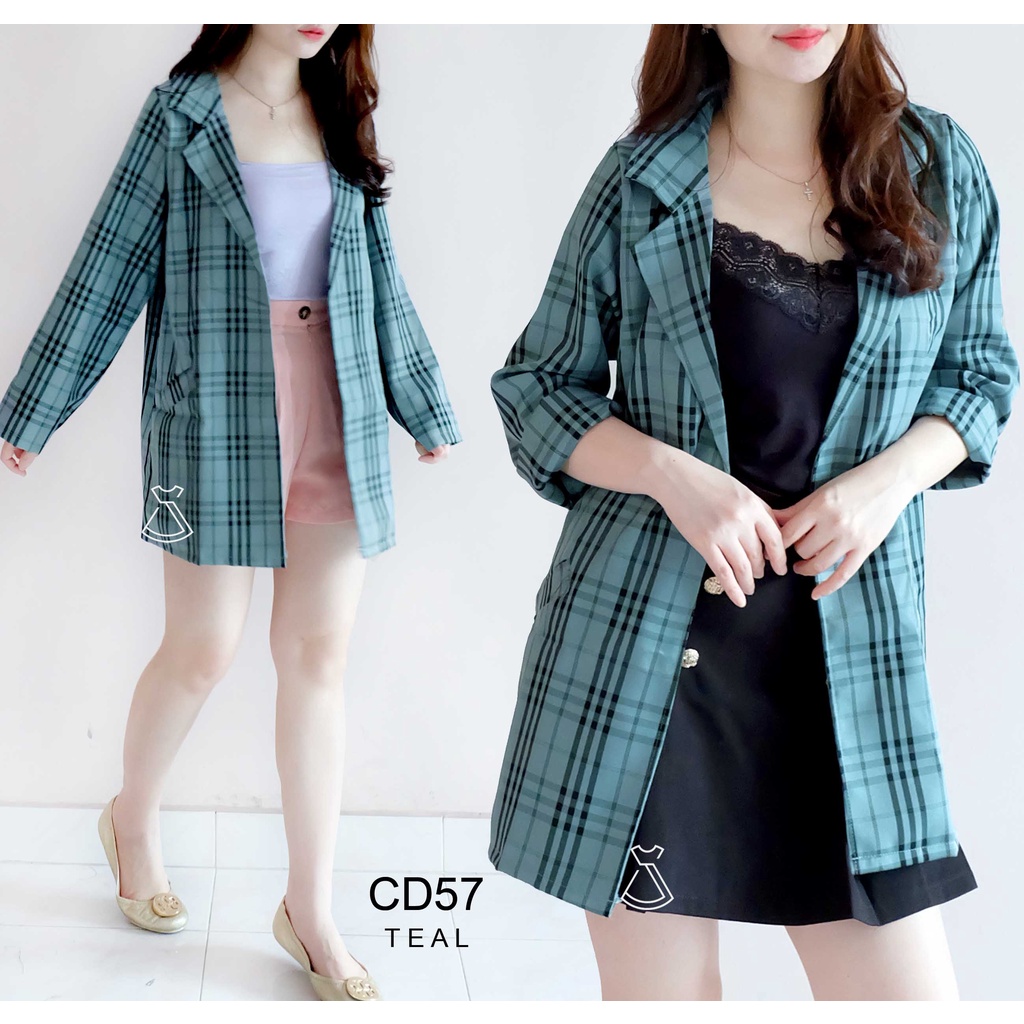 CD57 - Outer Blazer Casual Basic Cotton Linen Stylish Korean Look