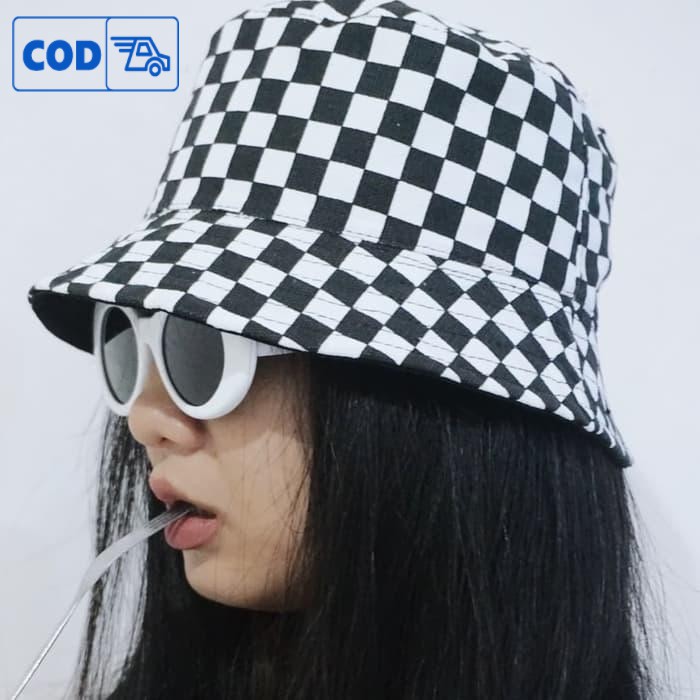 TOPI BUCKET MOTIF KOTAK KOTAK