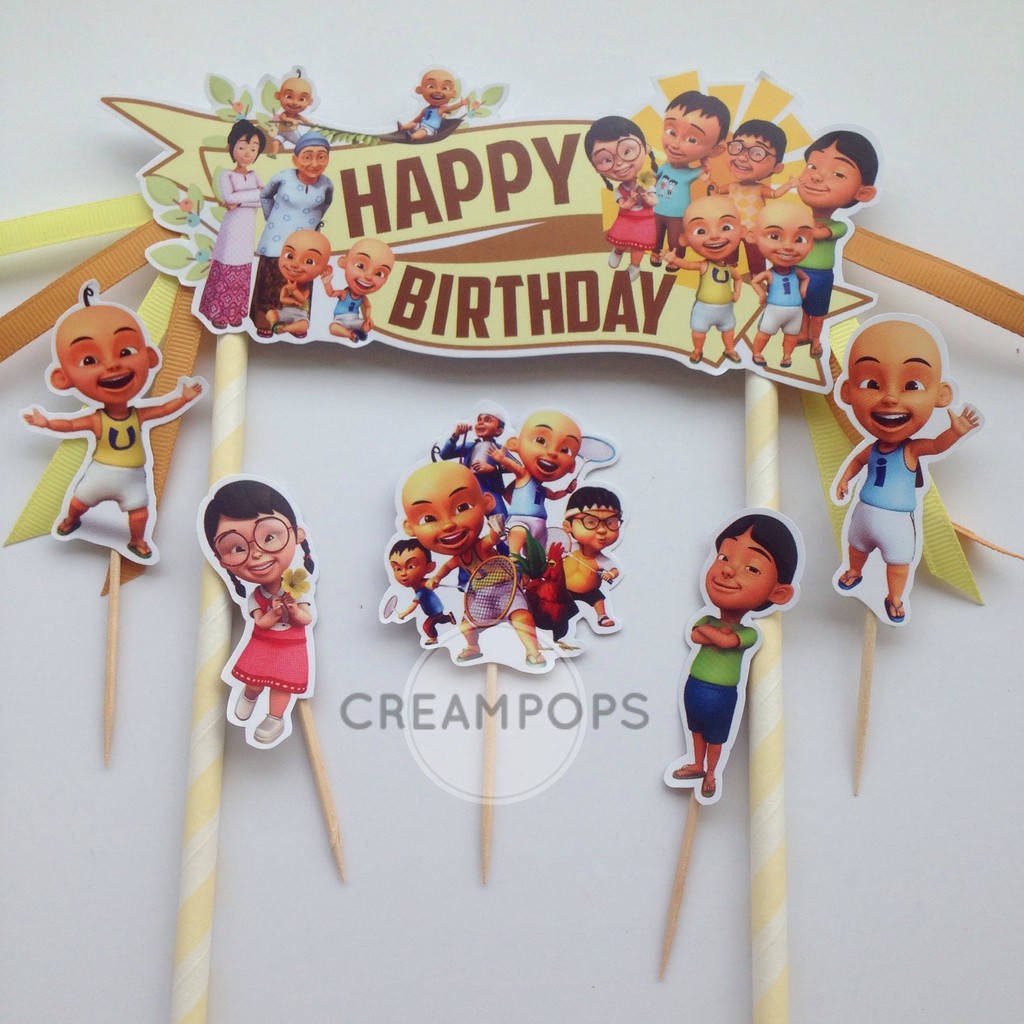 Upin Ipin Cake Cupcake Topper Happy Birthday