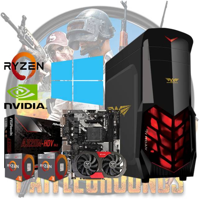 Pc Gaming Amd Ryzen5-2400G Vga GTX 1050Ti 4GB