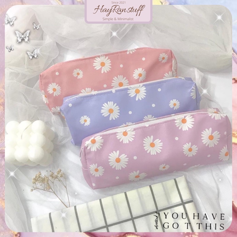

Kotak Pensil Daisy ,Pouch Bunga Aesthetic Korean Style, Wadah pensil pastel murah