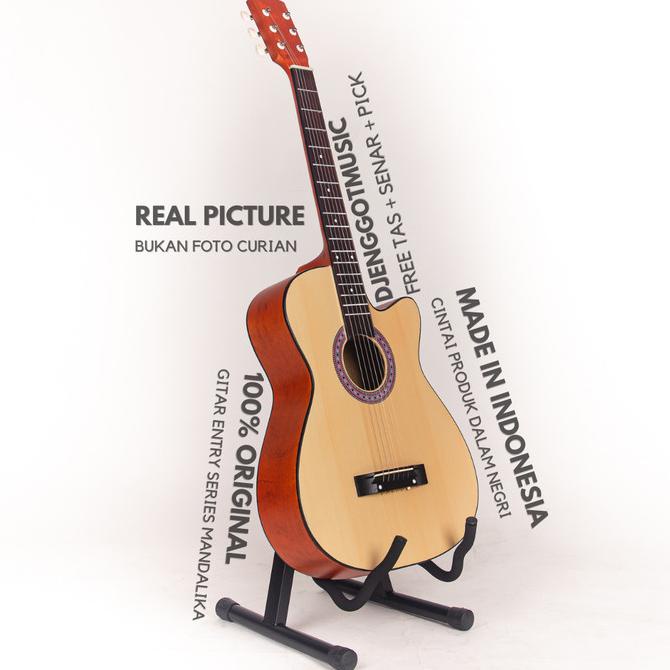 [Paket Lengkap] Gitar Akustik Natural Mandalika S-01 Murah Fullset