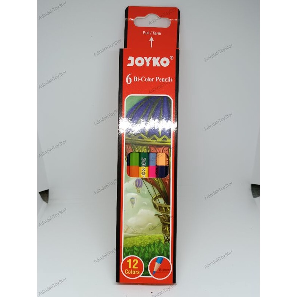 

pensil warna bolak balik joyko 6 batang 12 warna Bi 100