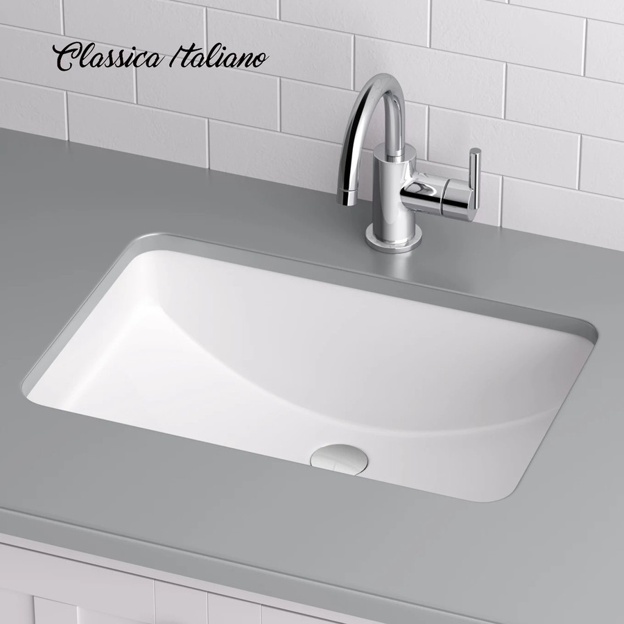 Classica Italiano Wastafel keramik tanam under-counter putih anti noda