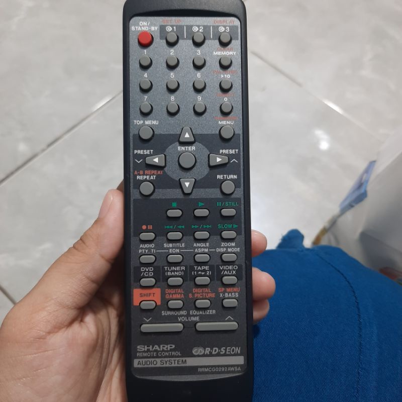 REMOTE REMOT SHARP AUDIO SYSTEM RRMCG0292AWSA ORIGINAL ASLI