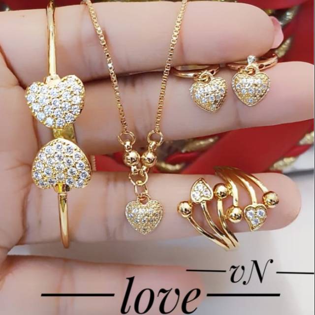 Xuping set perhiasan wanita lapis emas 24k terlaris 2120