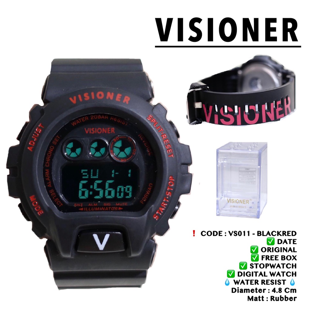 Jam tangan digital pria VISIONER Original anti air sporty free box VS011