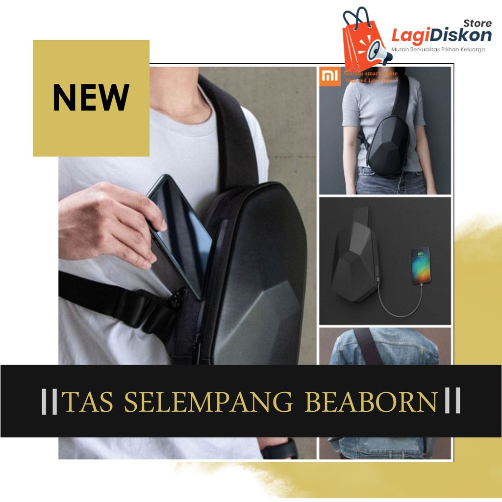 ORIGINAL Tas Selempang Xiaomi BEABORN Tajezzo  Sling Bag USB Charger Waterproof