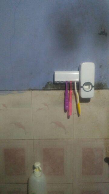 Paket Tempat Sikat Gigi Dan Dispenser Odol & Dispenser Sabun Cair Single Bonus Sikat Gigi