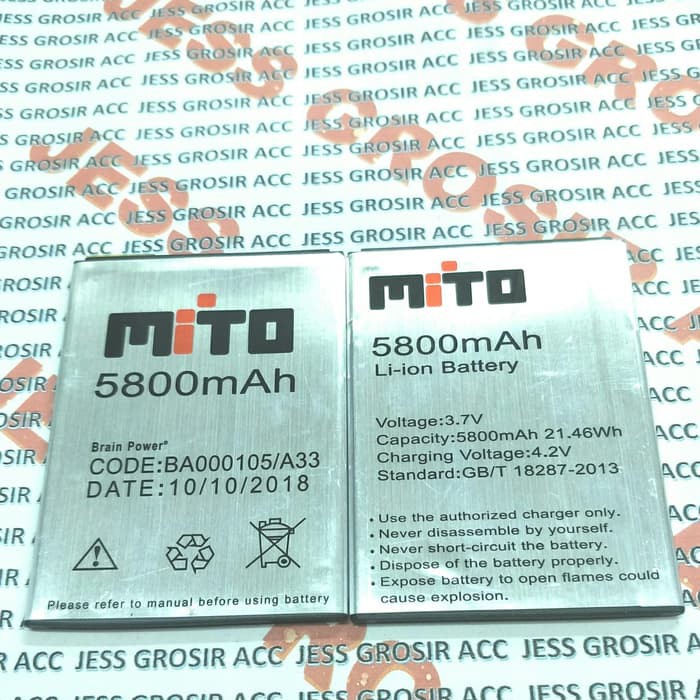 Baterai Battery Double Power MITO A33 Fantasy One BA00105 BA-00105