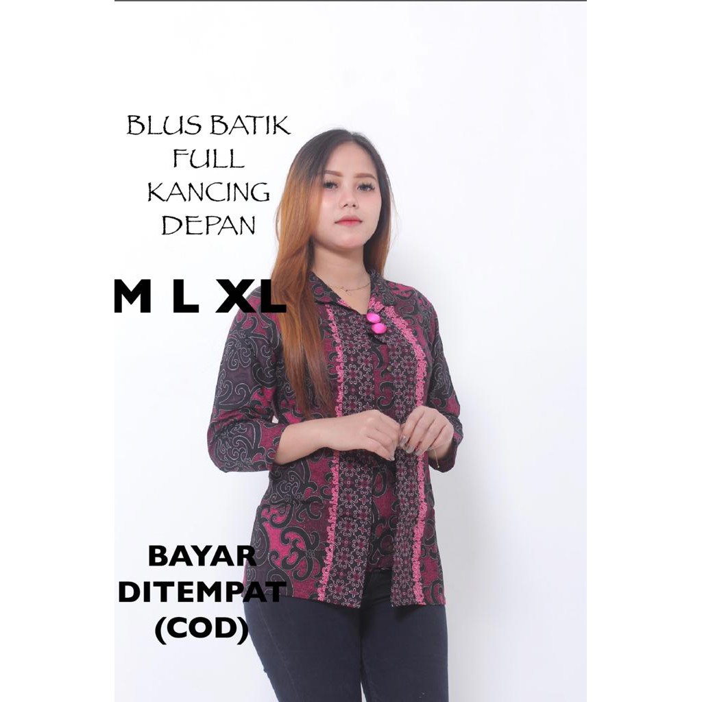 ATASAN BATIK WANITA KANTOR BATIK FULL KANCING DEPAN