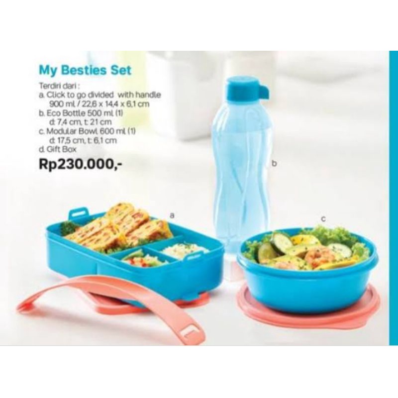 Besties set Tupperware / set tempat makan botol minum dan rantang tupperware / paket hemat tupperwre