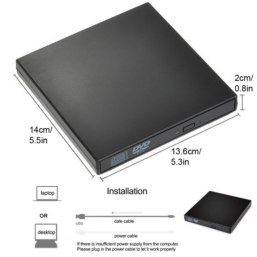 External DVD Drive CD ROM Drive Slim Portable Optical Drive Burner Rewriter untuk PC / Laptop