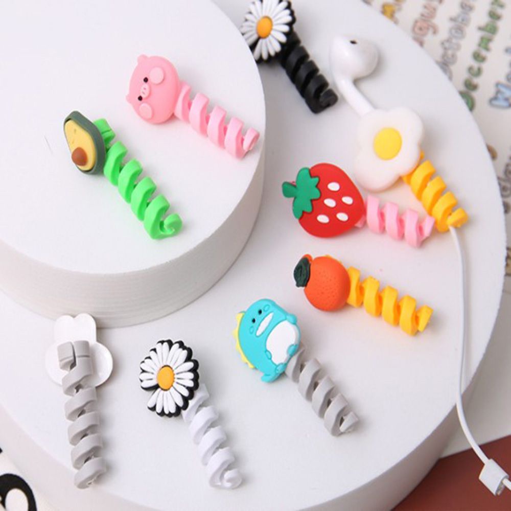 ROW Soft Cable Bite USB Wire Cord Protectors Data Line Protector Tube Cable Silicone Protective Case Cartoon Winder Cover Charging Cable Cover