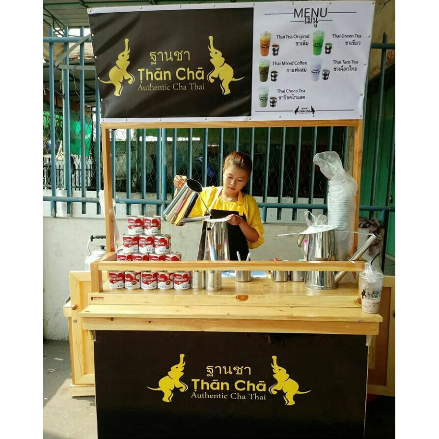 Booth Rombong Gerobak Thai Tea Full Kayu Jati Londo Murah 